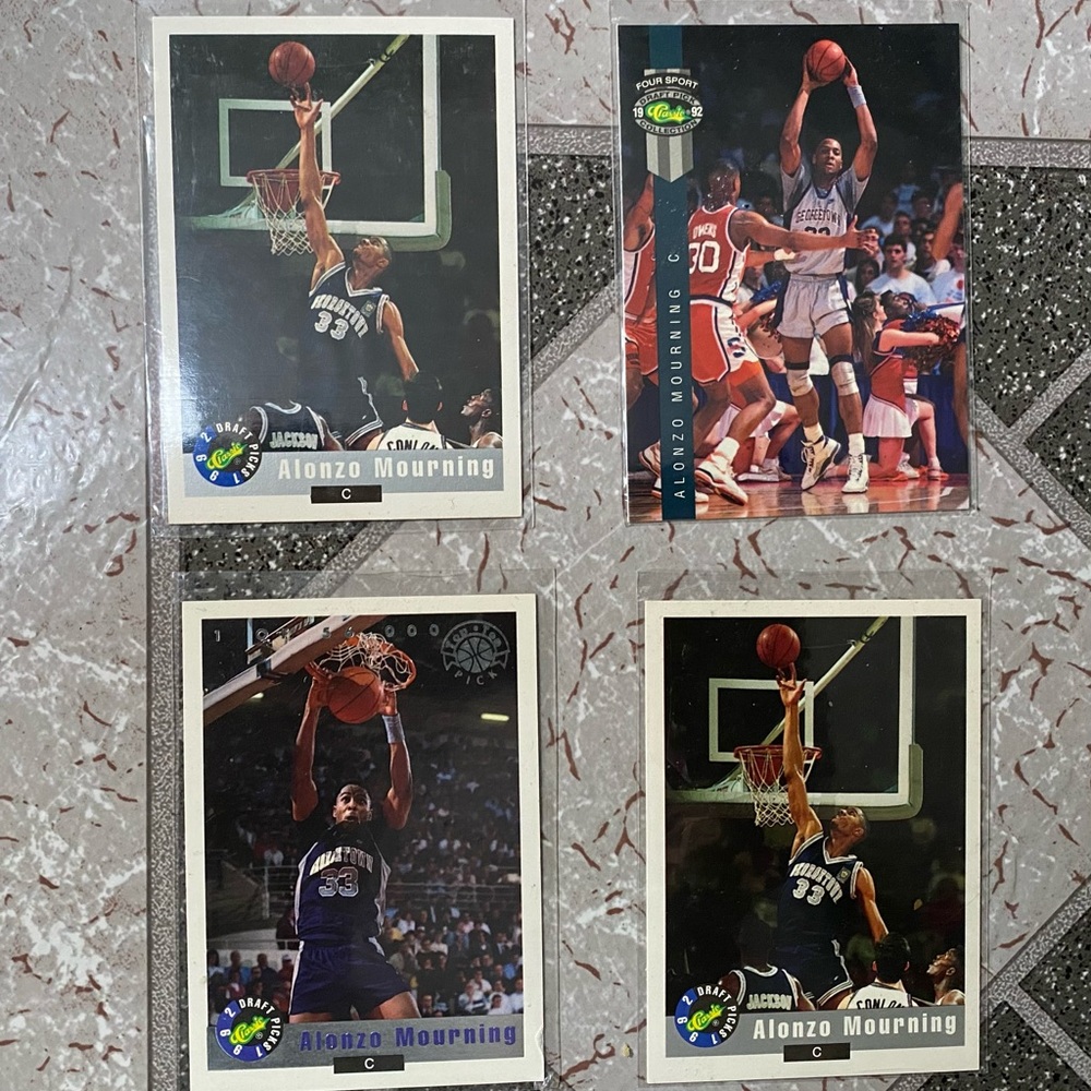 Alonzo Mourning 1992 Classic 4 card lot number 1 of 5600 Four Sport Draft Pick #